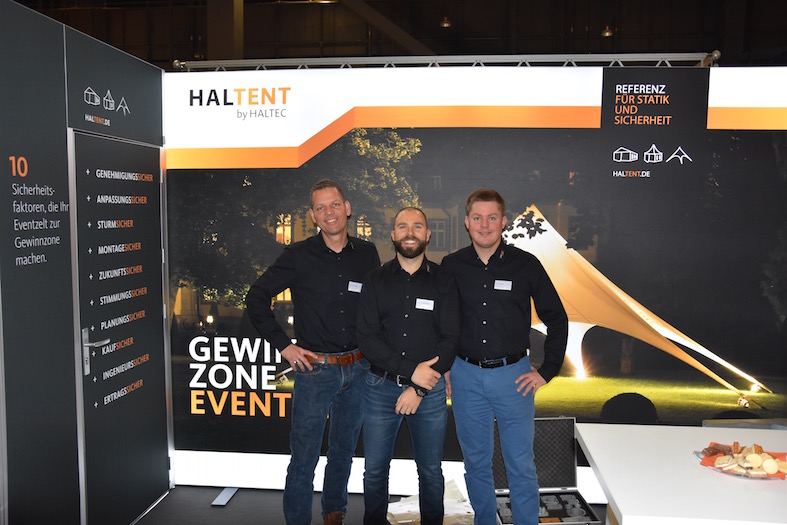 Haltent by Haltec Hallensysteme AG, v.l.n.r. Matthias Faust (Leitung Vertrieb), Andreas Kühnrich, Tobias Ahls