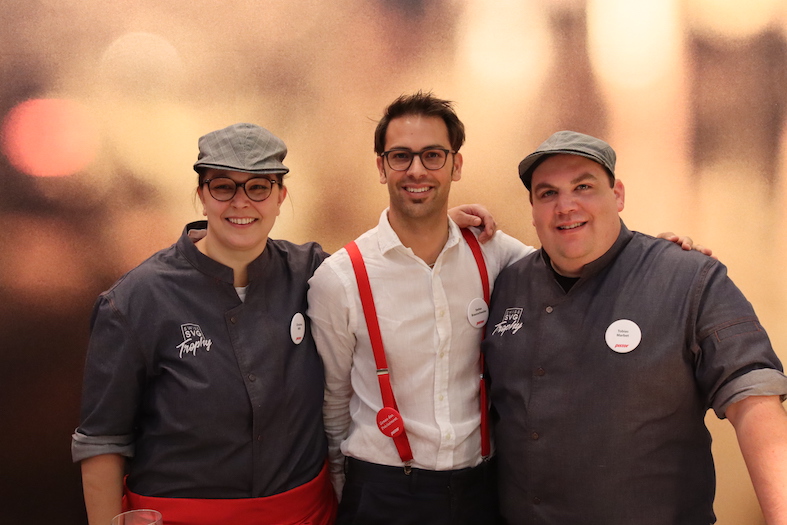 SVG Trophy Gewinner 2018  kochten am Stand von Pistor. Christina Willi, Stefan Braunschweiler Pistor und Tobias Marbert 