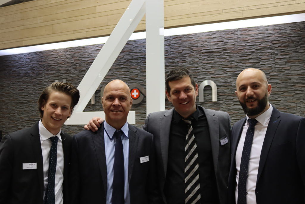 Thermoplan AG, v.l. Staub Janick, Markus Andreas und Claudio Parietti UCC Coffe und Blerim Hotnjani von Thermoplan
